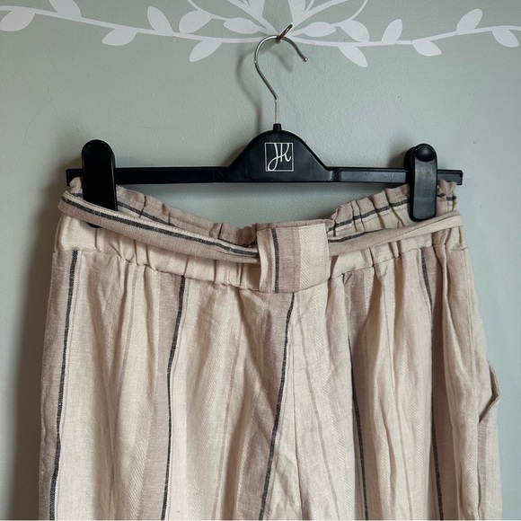 Cream and Blue Striped Linen Blend Pants from Indigo Reis in US Size L - Picture 4 of 7